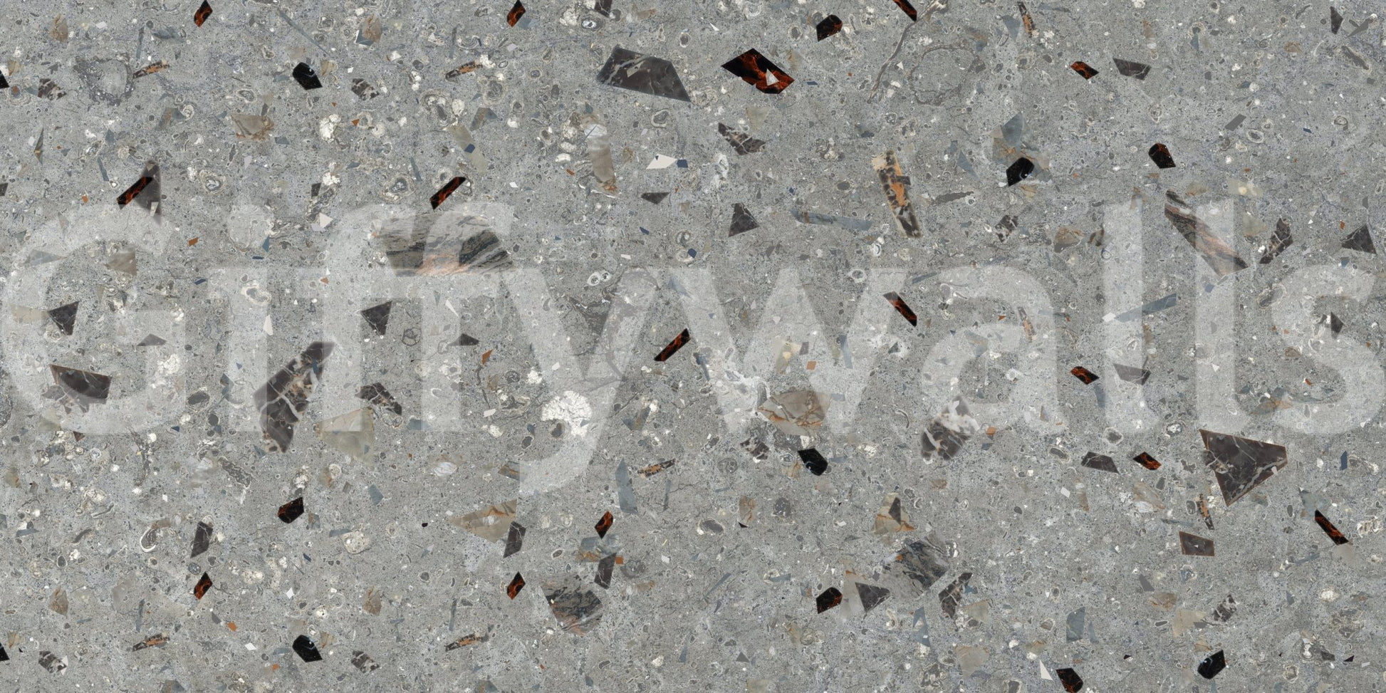Volcanic Grey Terrazzo mural for a dramatic effect.
