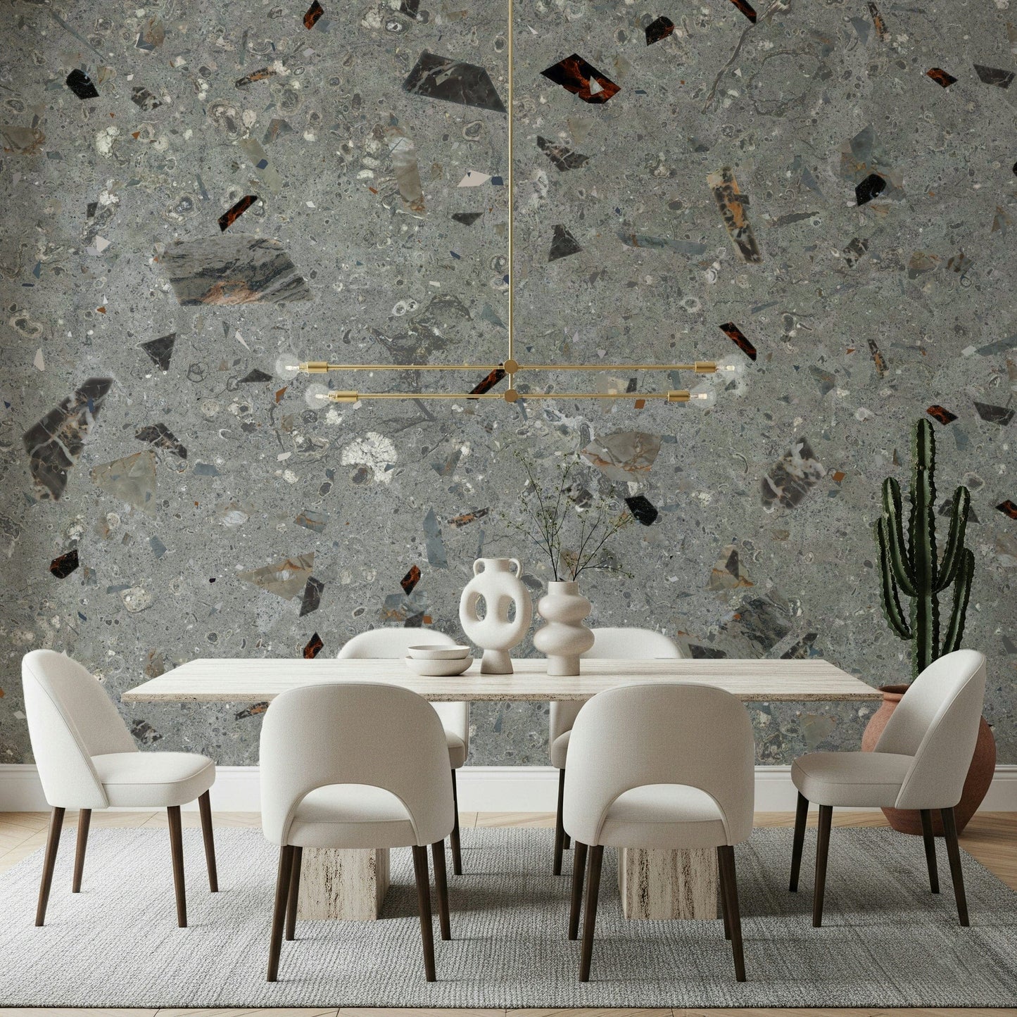 Deep Toned Beige Natural Stones mural feature wall.
