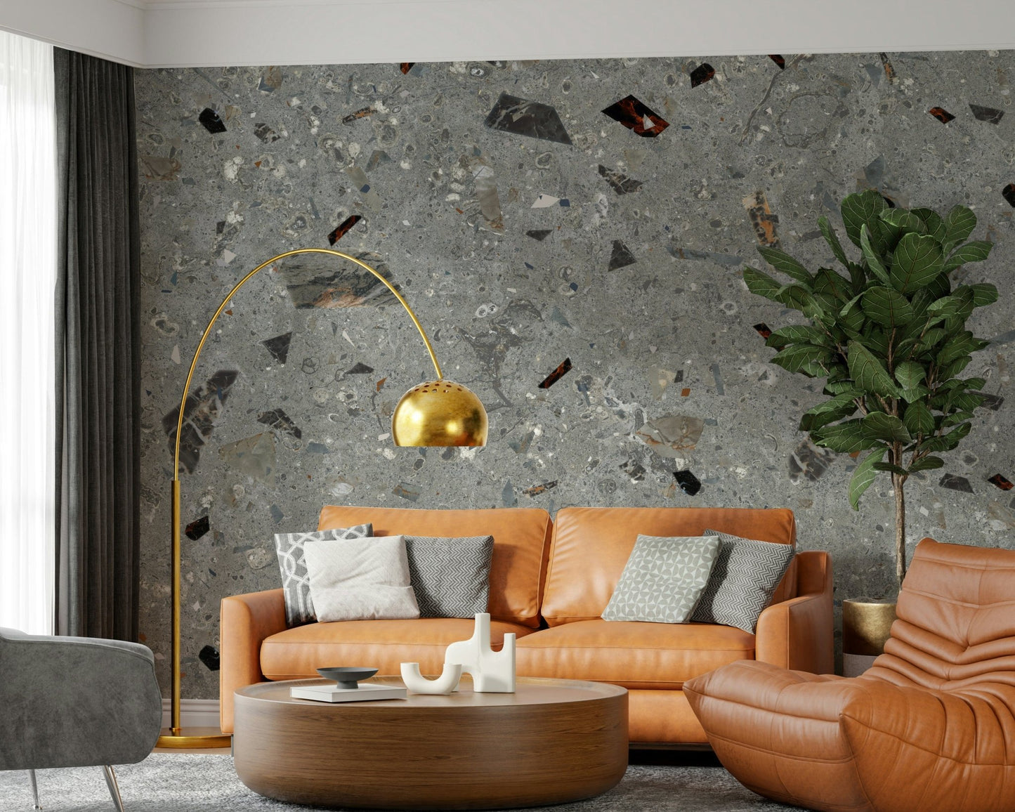 Intense Grey Granite look pattern wallpaper print.