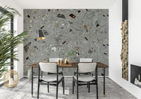 Rich Terrazzo Speckle mural with rust brown chips.