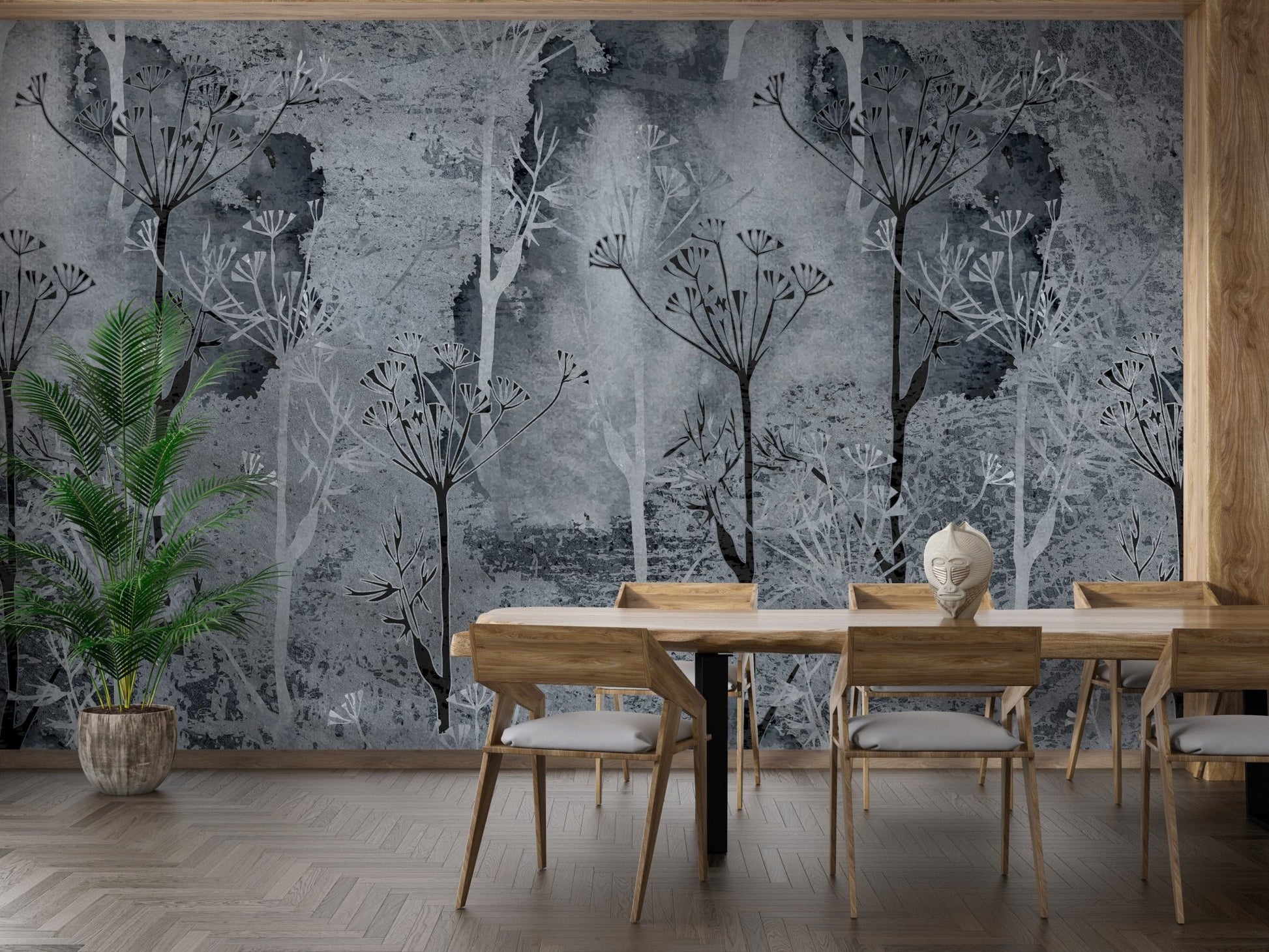 Grey Grunge Tropicano Tree Wallpaper - Giffywalls