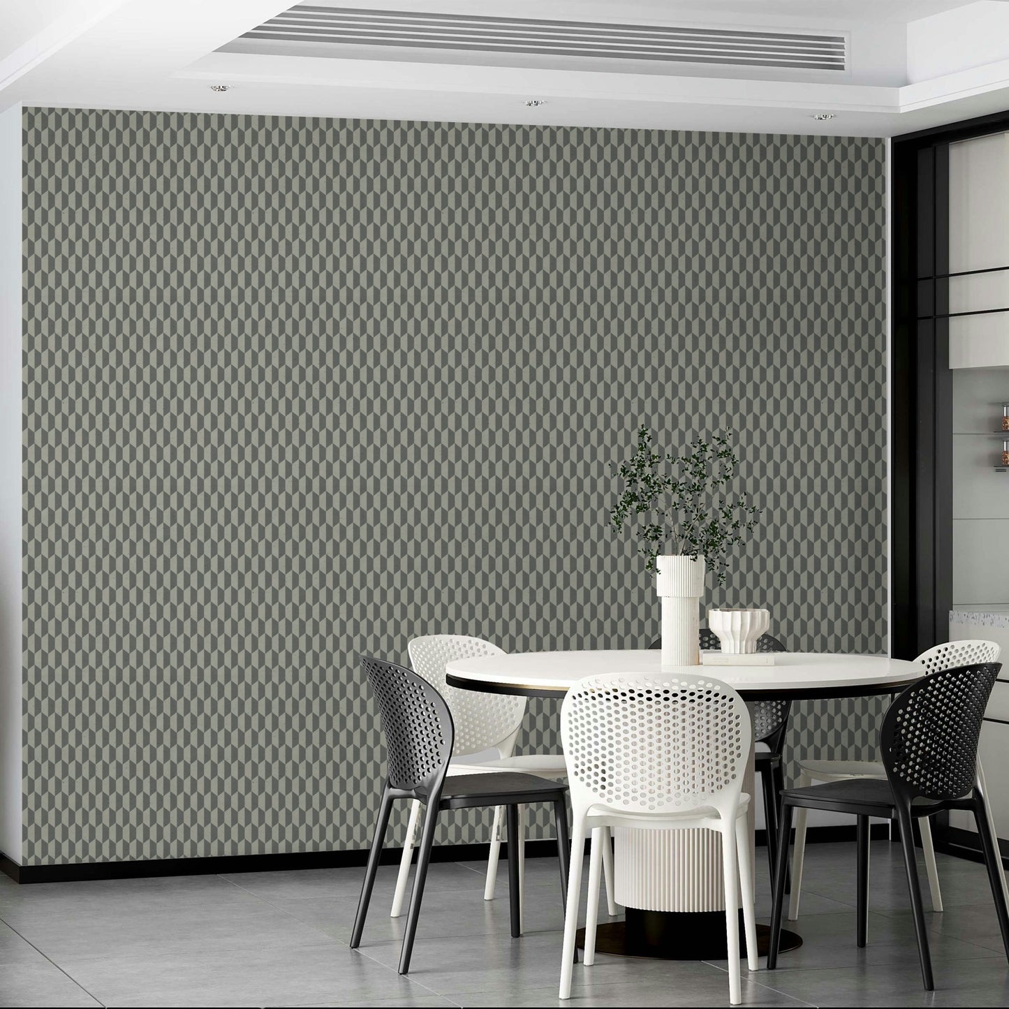Grey wallpaper with optical illusion hex shapes


