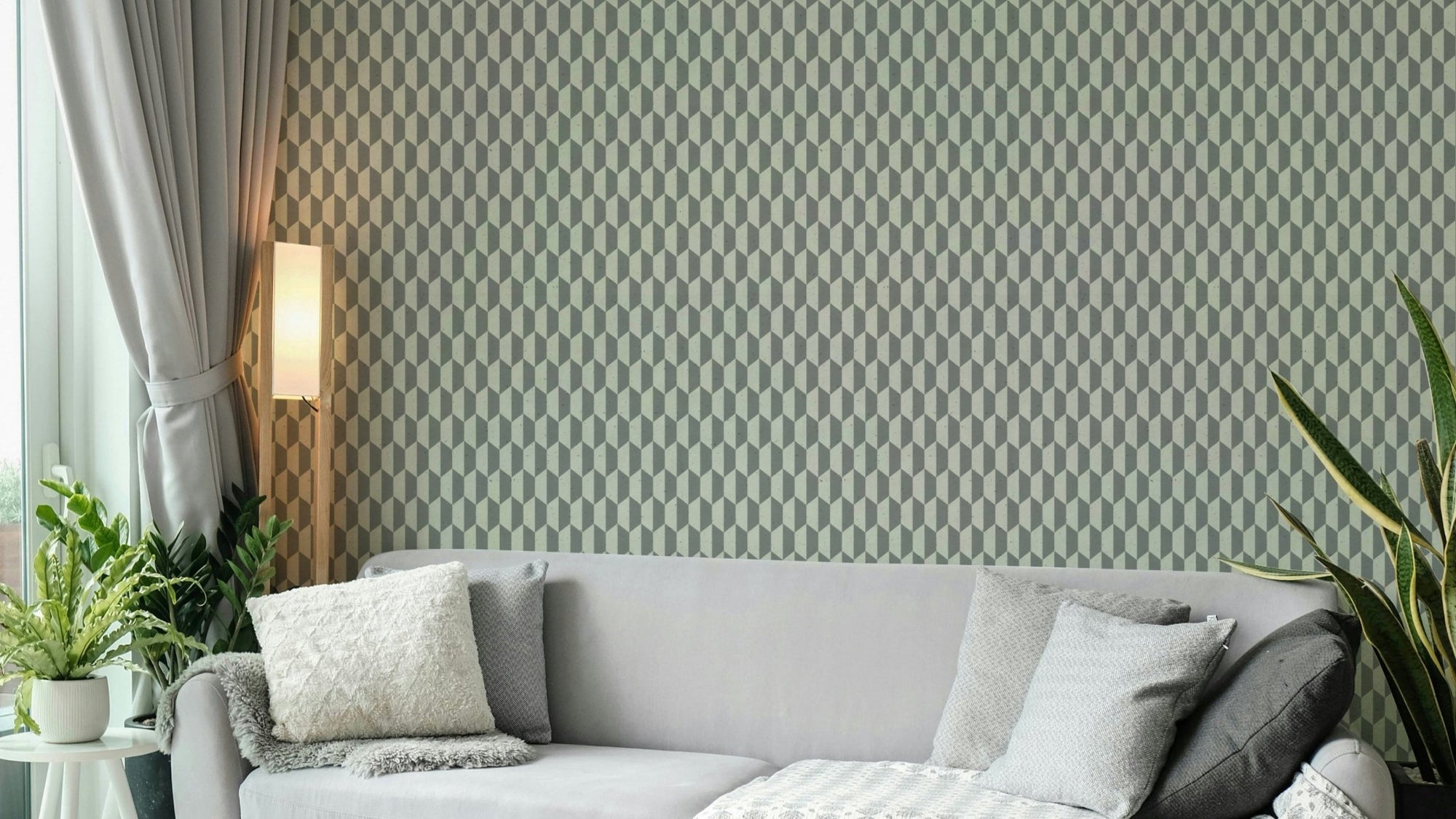 Modern geometric wallpaper in grey hexagon style, GD929