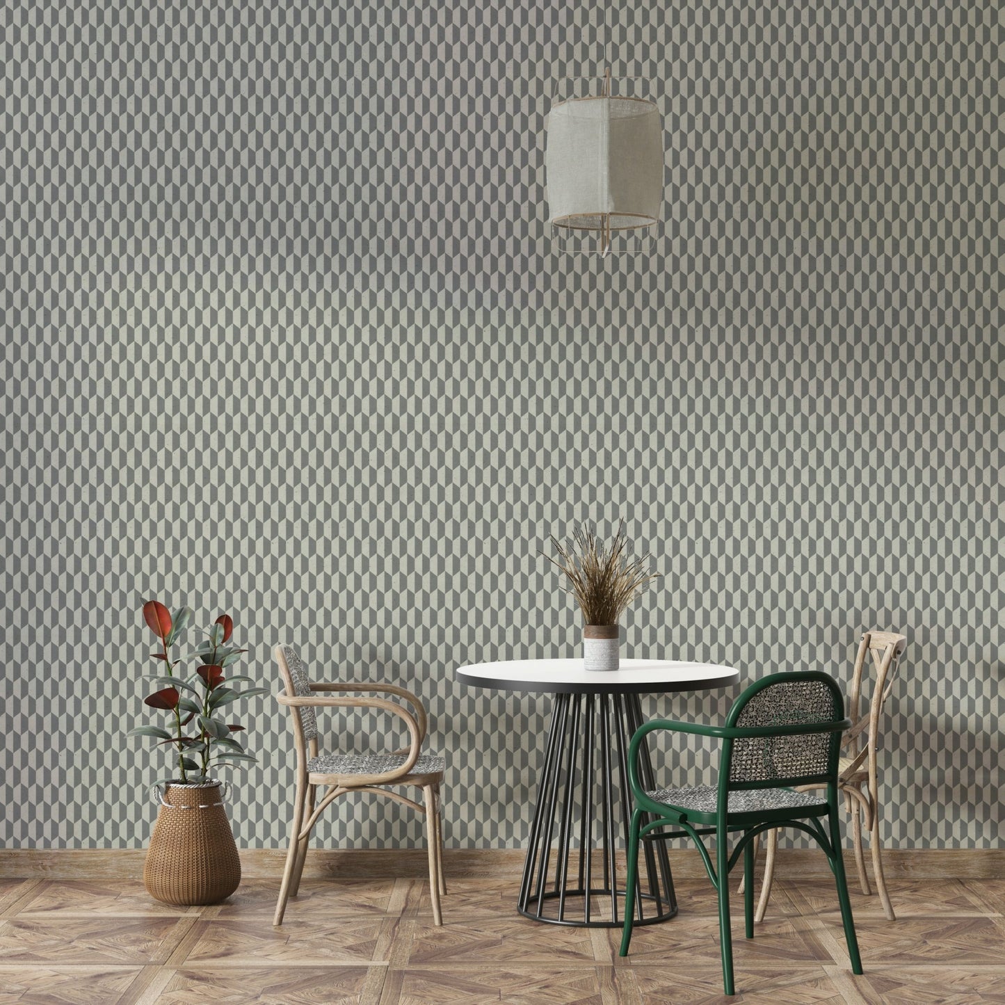 Grey Hexagon Illusion Wallpaper with 3D pattern

