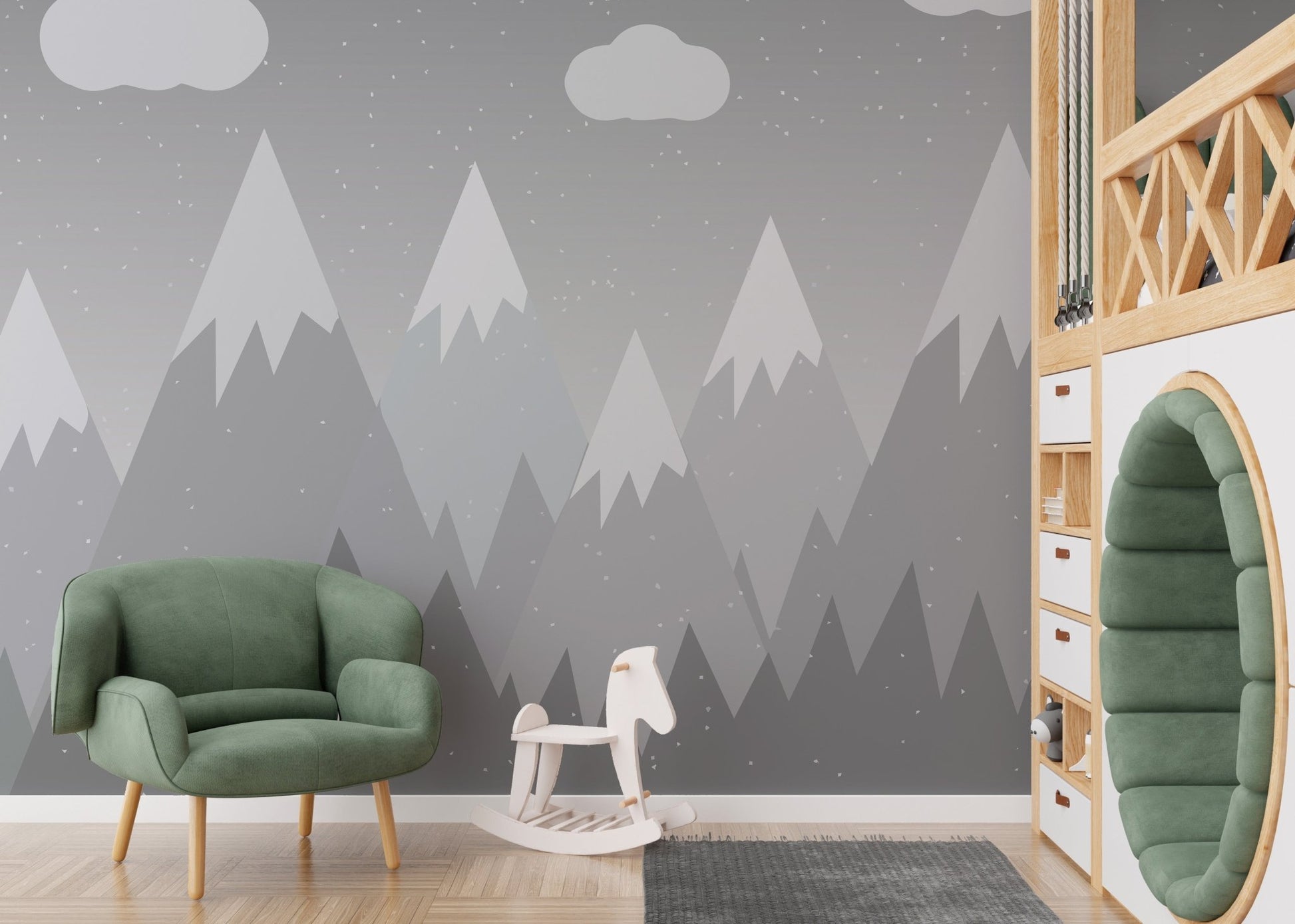 Kids mountain scene wall mural, mountain-21