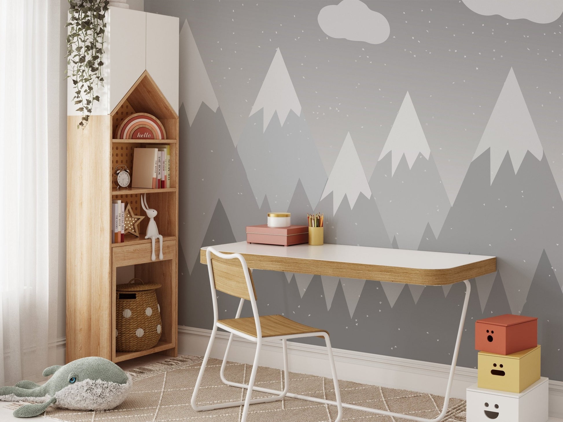Grey peaks wallpaper for walls, mountain-21