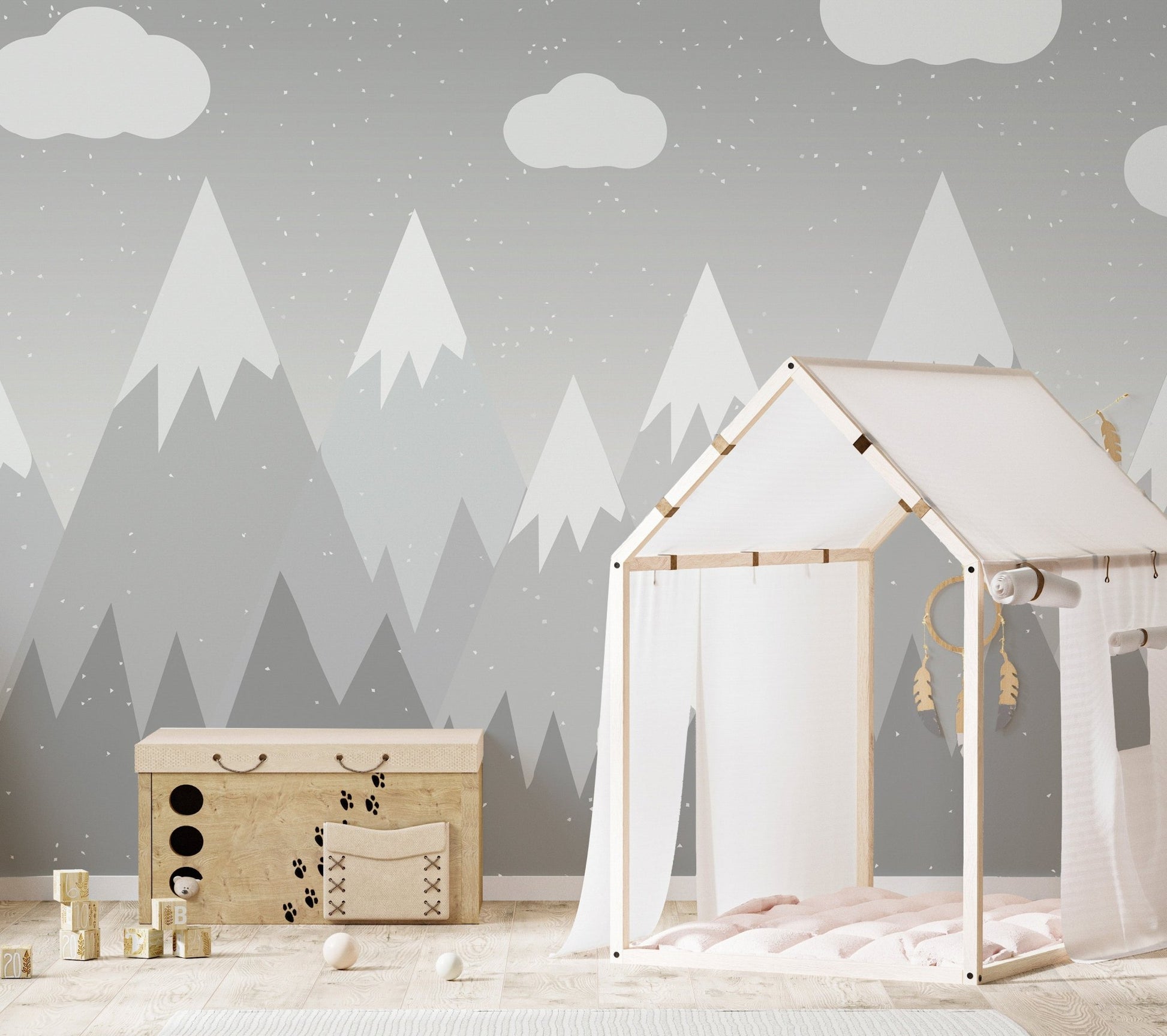 Grey mountain wall mural design, mountain-21