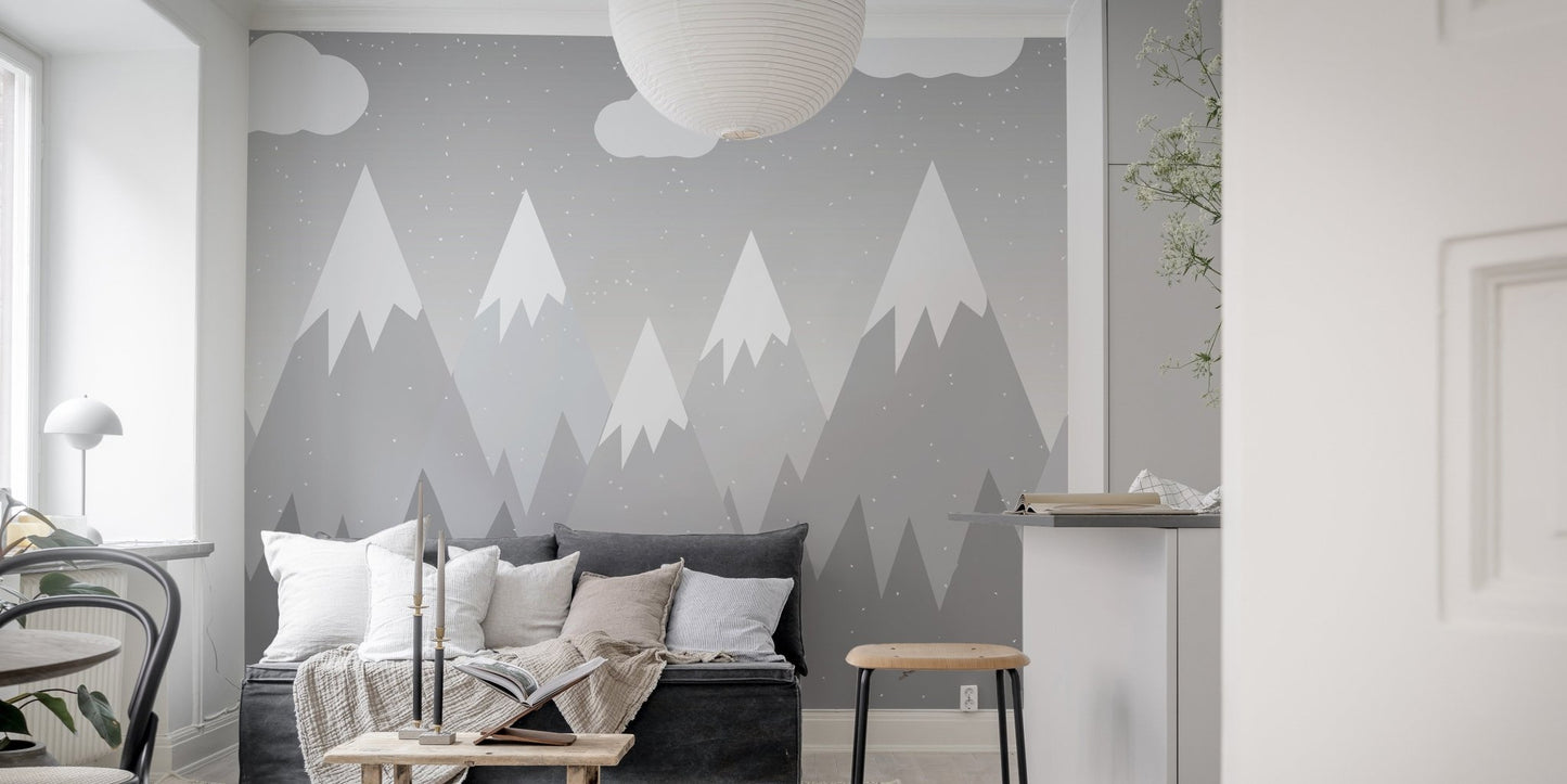 Grey mountain nursery wallpaper, mountain-21