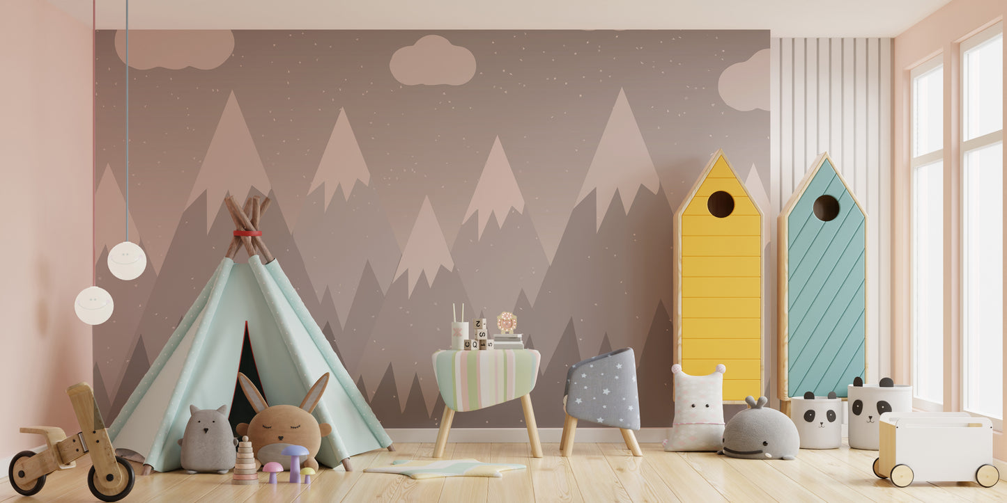 Kids room mountain wallpaper

