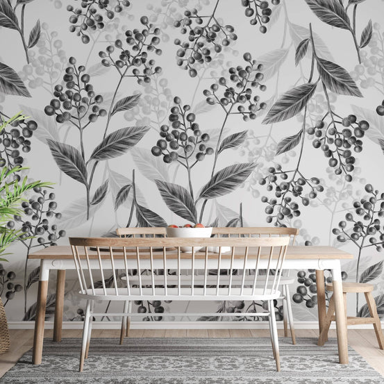 Grey Olives Leaves Mural Wallpaper Mural A165
