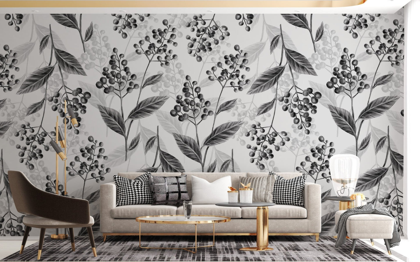 Grey Olives Leaves Mural Wallpaper Mural - Giffywalls