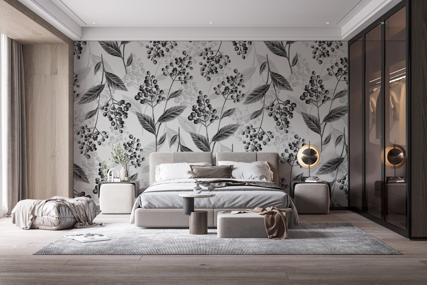 Grey Olives Leaves Mural Wallpaper Mural - Giffywalls