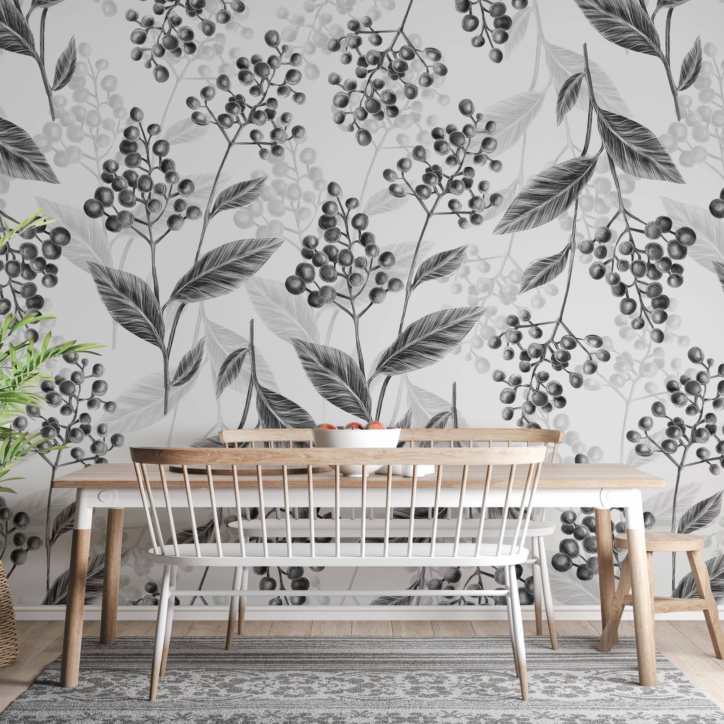 Grey Olives Leaves Mural Wallpaper Mural