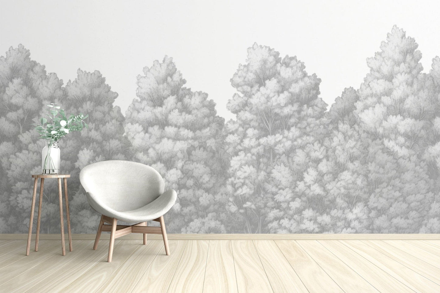 Scenic grey jungle wall murals for decor