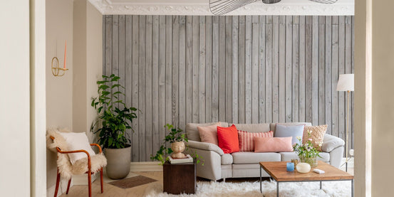Grey wood effect wall mural A203
