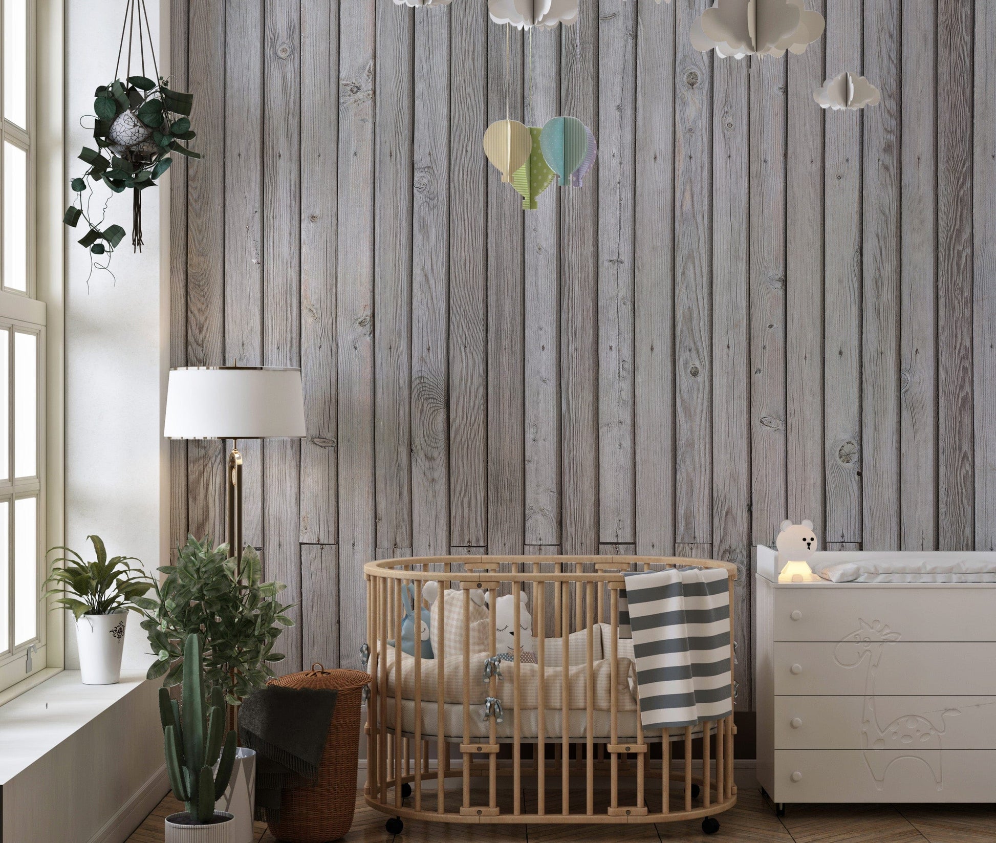 Grey striped wood wallpaper mural
