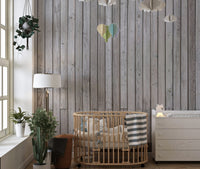 Grey striped wood wallpaper mural

