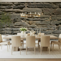 Full wall view of the Grey Stone Layers wallpaper mural., GD6069