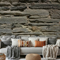 Close-up texture of Grey Stone Layers stone wallpaper mural., GD6069
