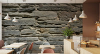 Bedroom accent wall with Grey Stone Layers wallpaper mural., GD6069