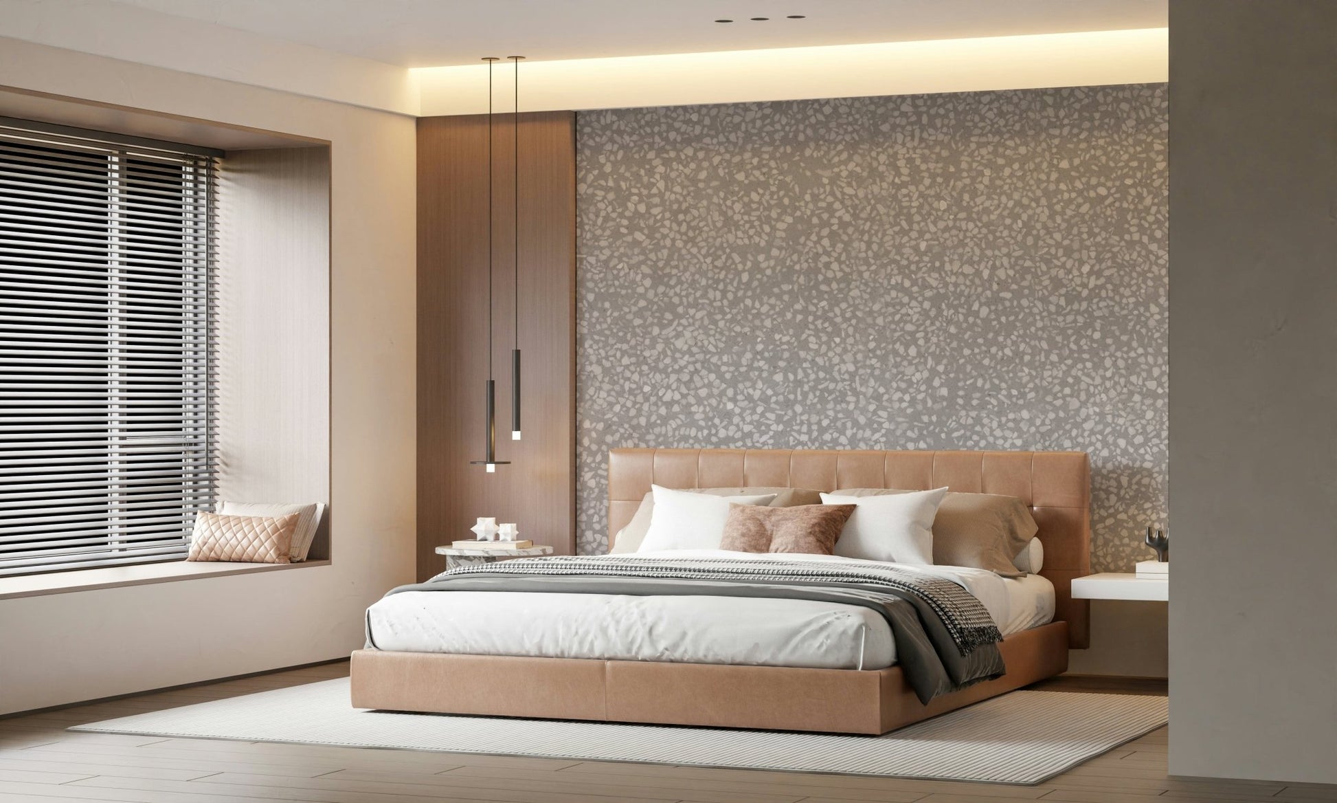 Wallpaper for walls, soft Grey Terrazzo design pattern.