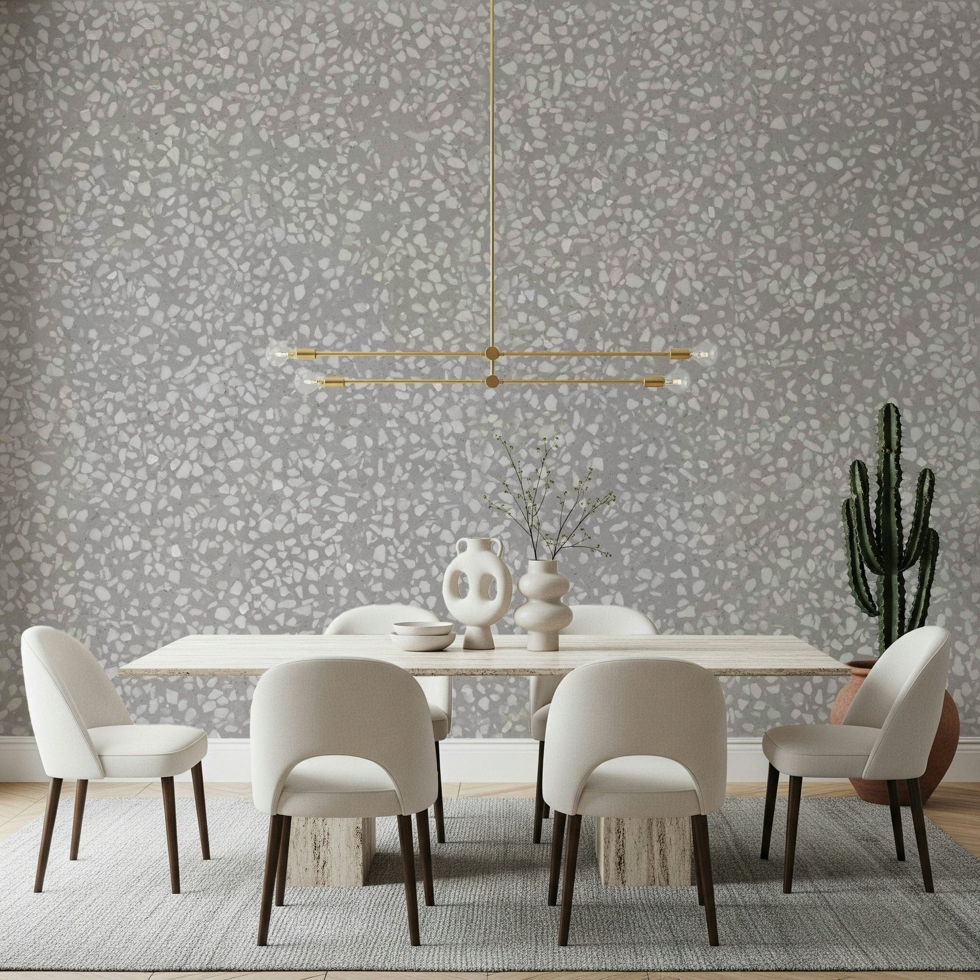 Grey Terrazzo wallpaper with small uniform stone specks., GD6817
