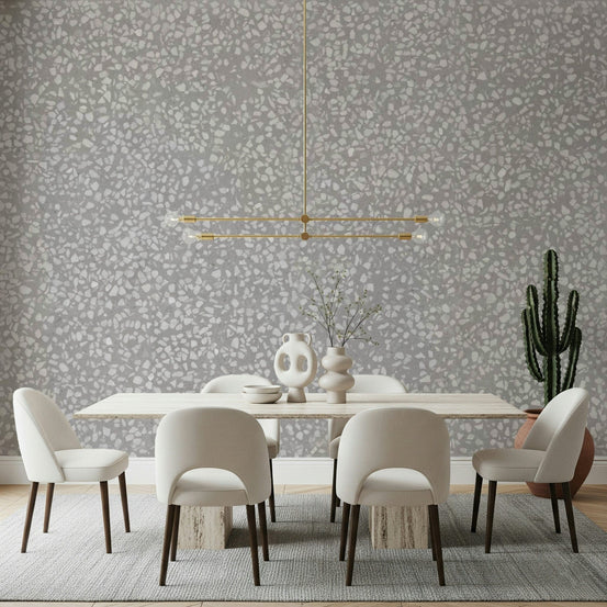 Grey Terrazzo wallpaper with small uniform stone specks., GD6817