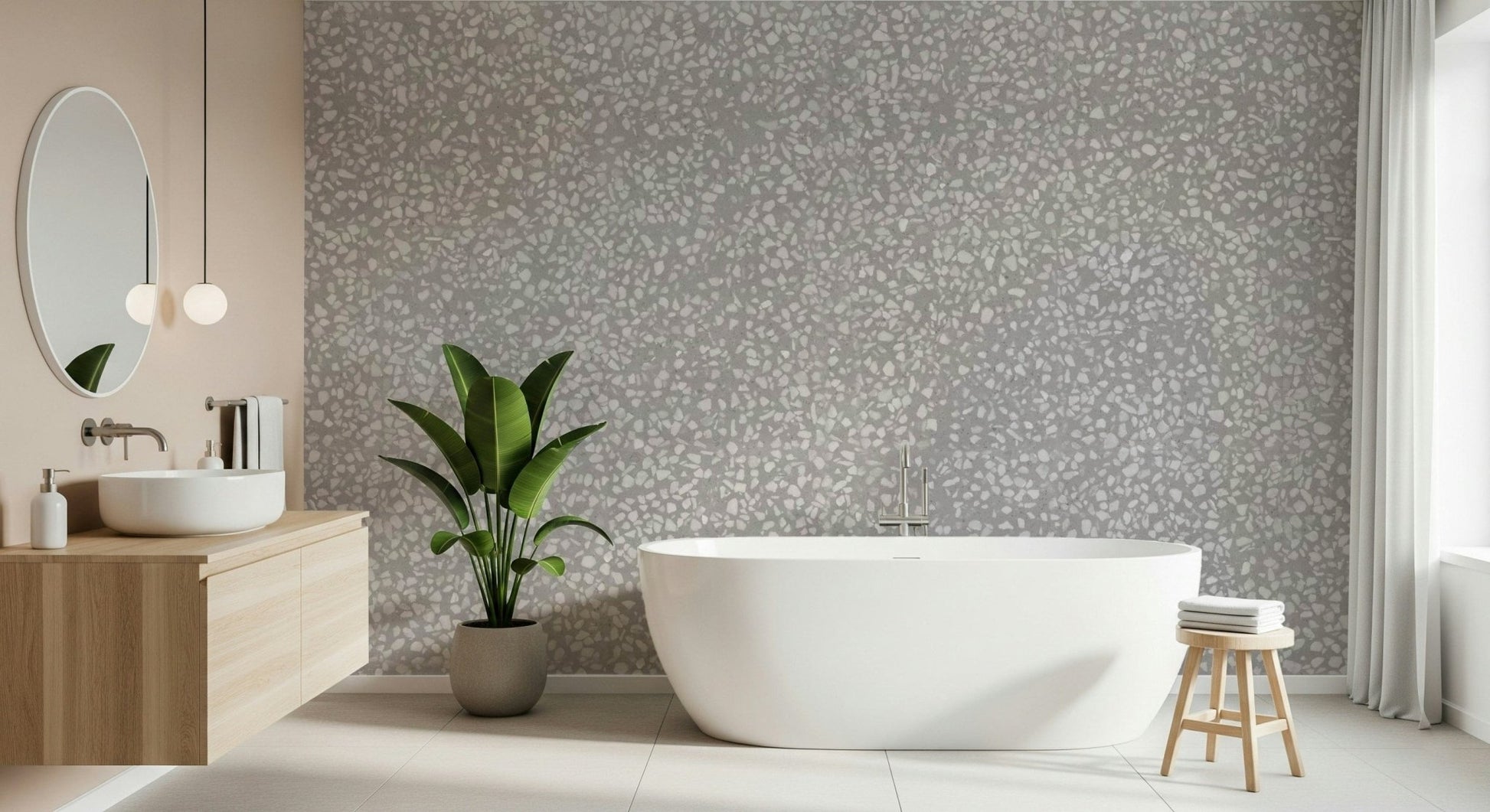 Stone Textures wall covering, minimal color variation in grey.