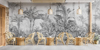 Leopard-themed grey tropical wallpaper ideas C522
