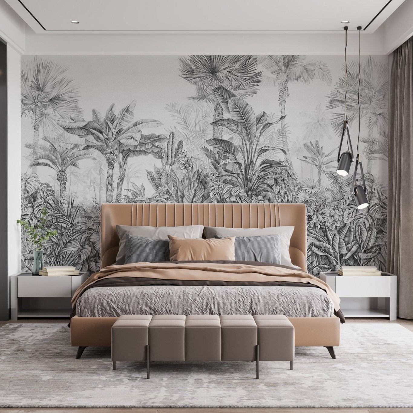 Detailed grey forest wall murals for rooms
 C522