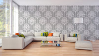 Premium Grey and White Damask Wallpaper decor

