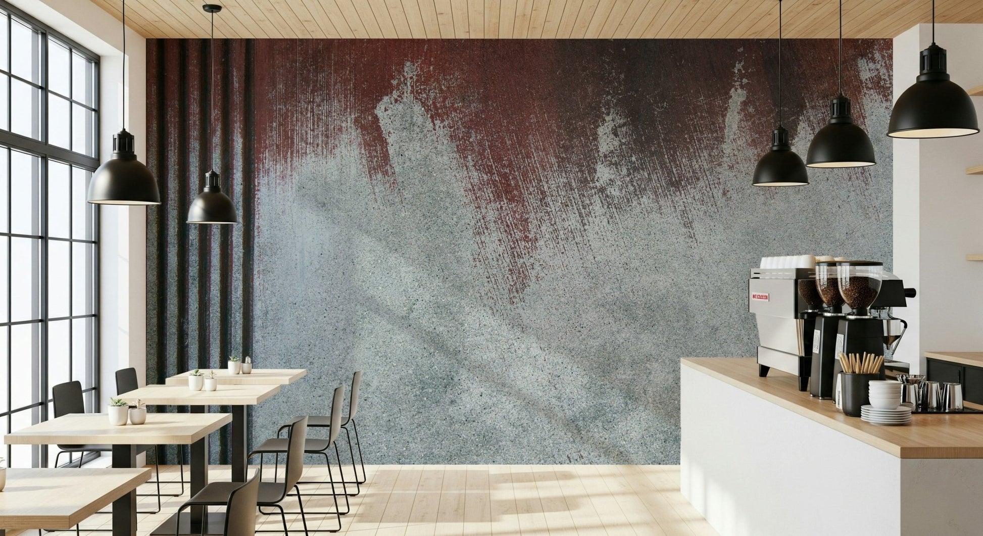 Soft gray tones and textured finish on the Gritty Fade wallpaper for walls.