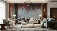Bedroom accent wall showcasing the moody Gritty Fade peel and stick mural.