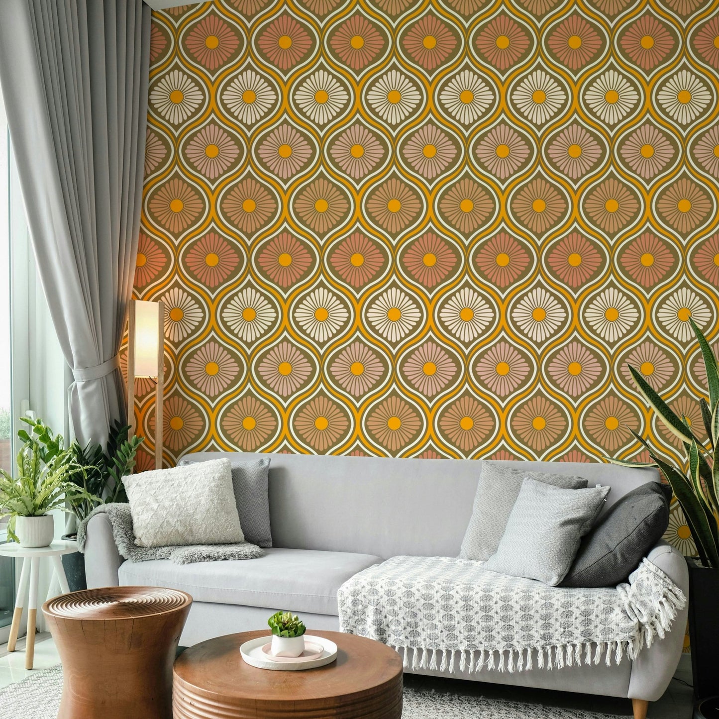 Clean lines floral wallpaper
