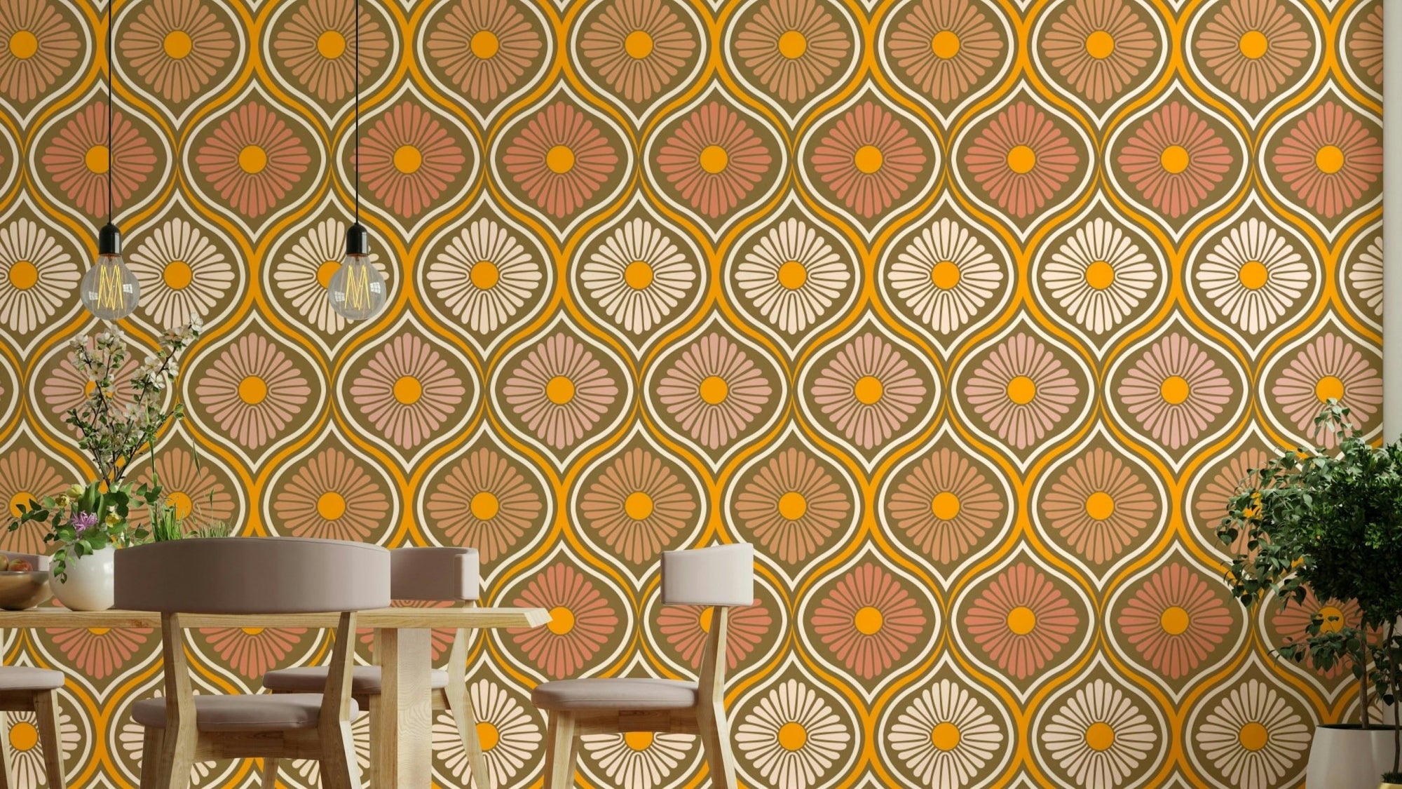 Mid-century modern daisy pattern GD3181
