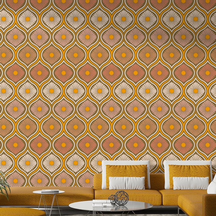 Retro 70s floral wallpaper

