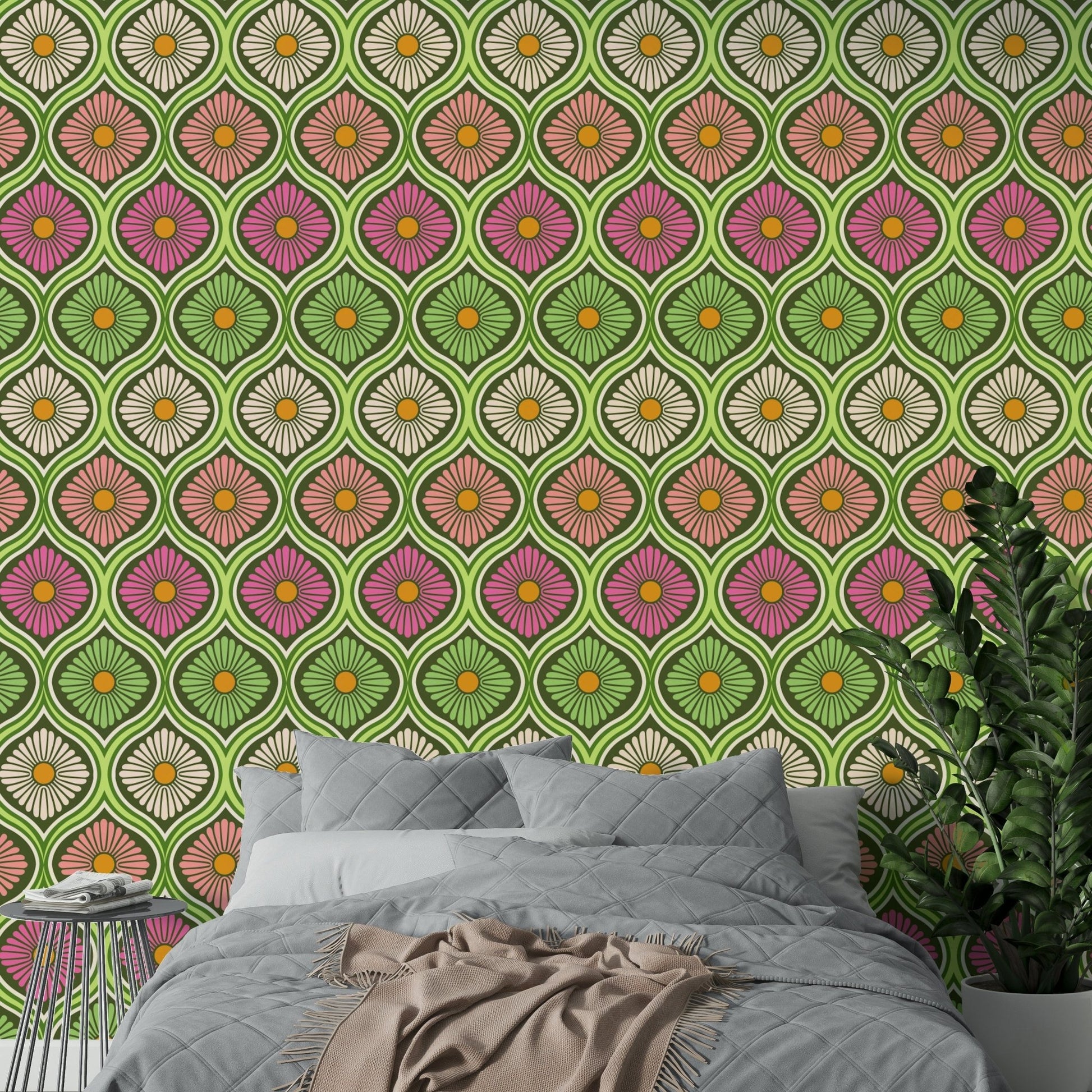 Colorful daisy wallcovering
