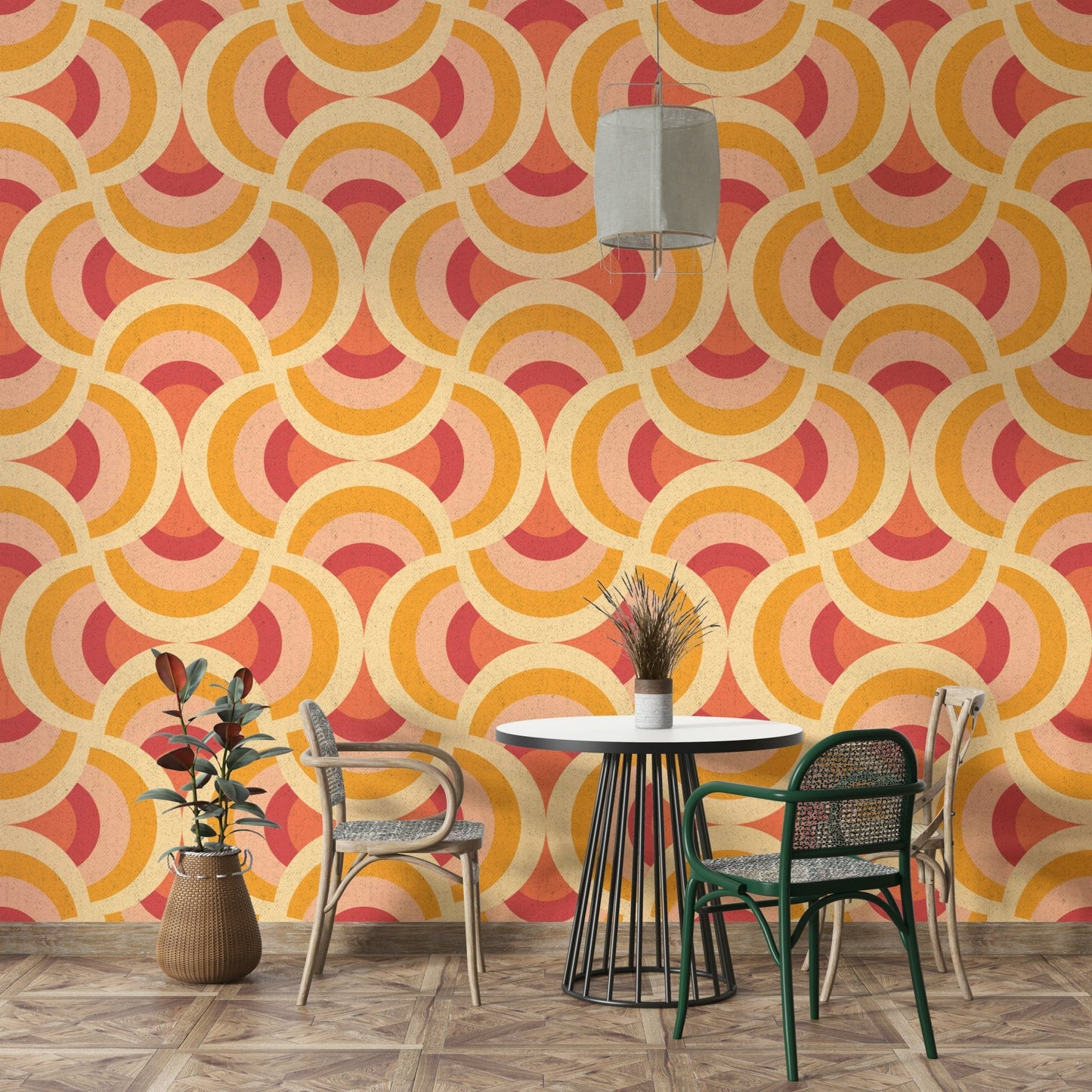 Playful round shapes mural
