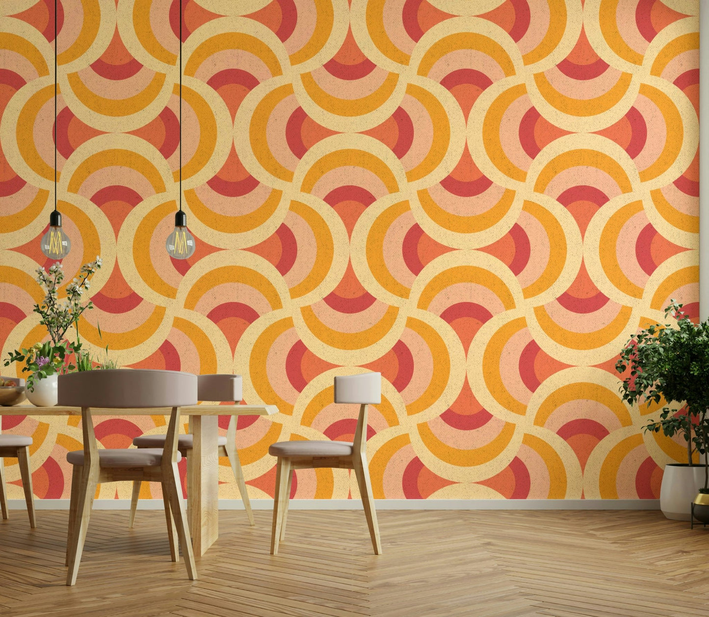 Dynamic circle motif wall art
