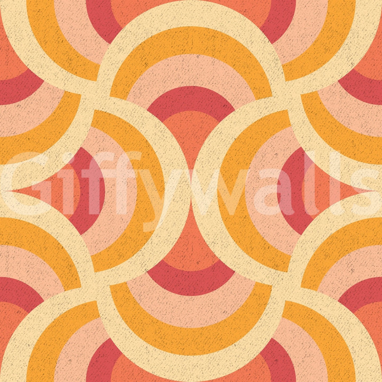 Energetic circular pattern mural
