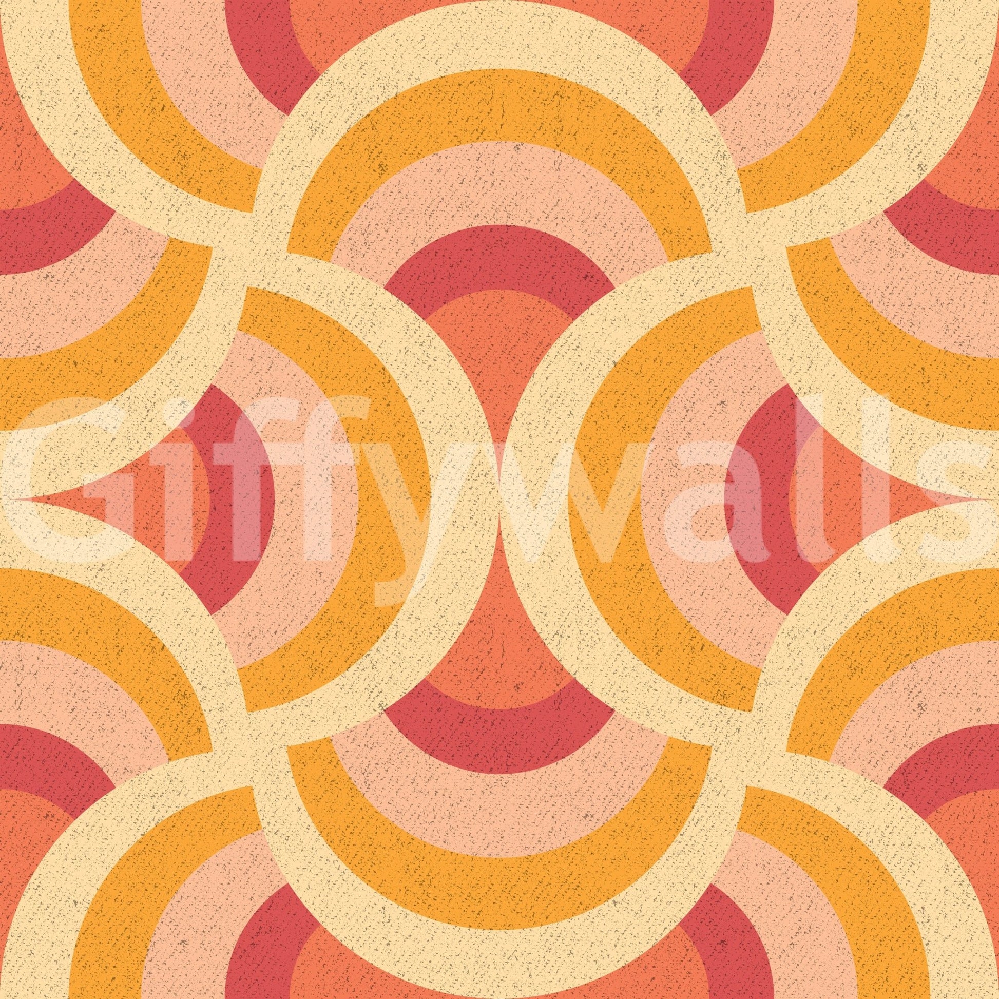 Energetic circular pattern mural
