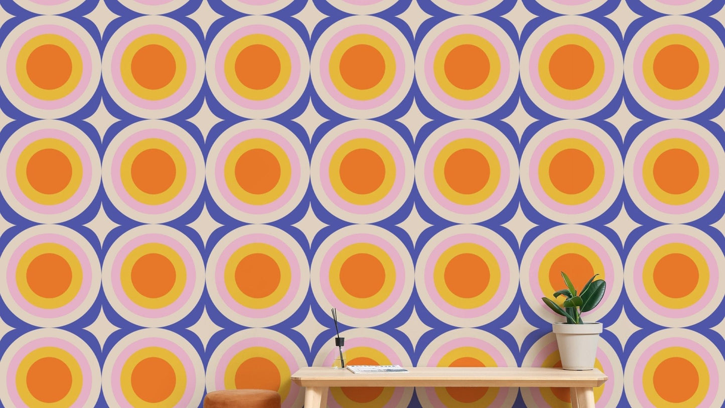 Modern groovy wallpaper with dot geometry
