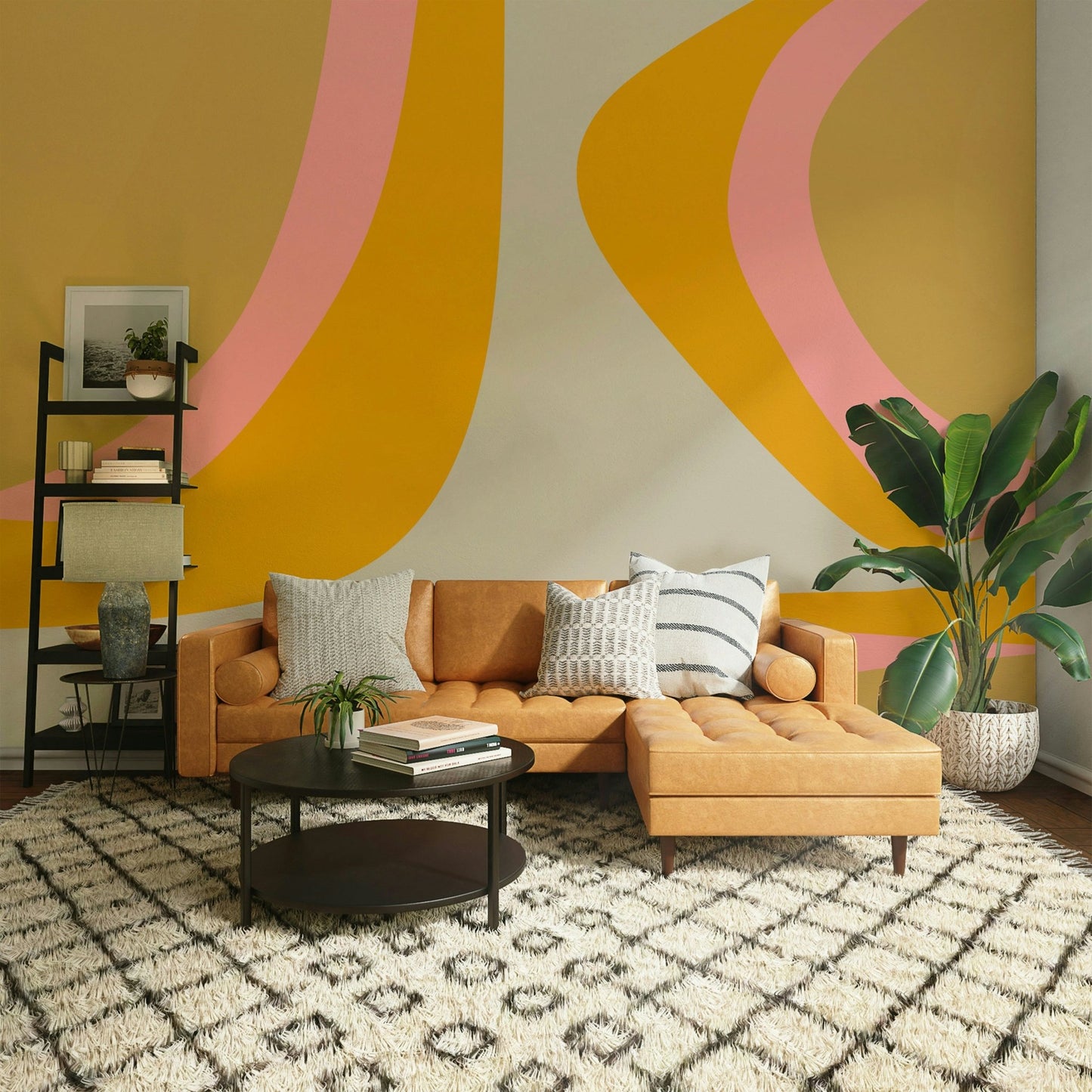 Dreamy abstract wall art with groovy color palette

