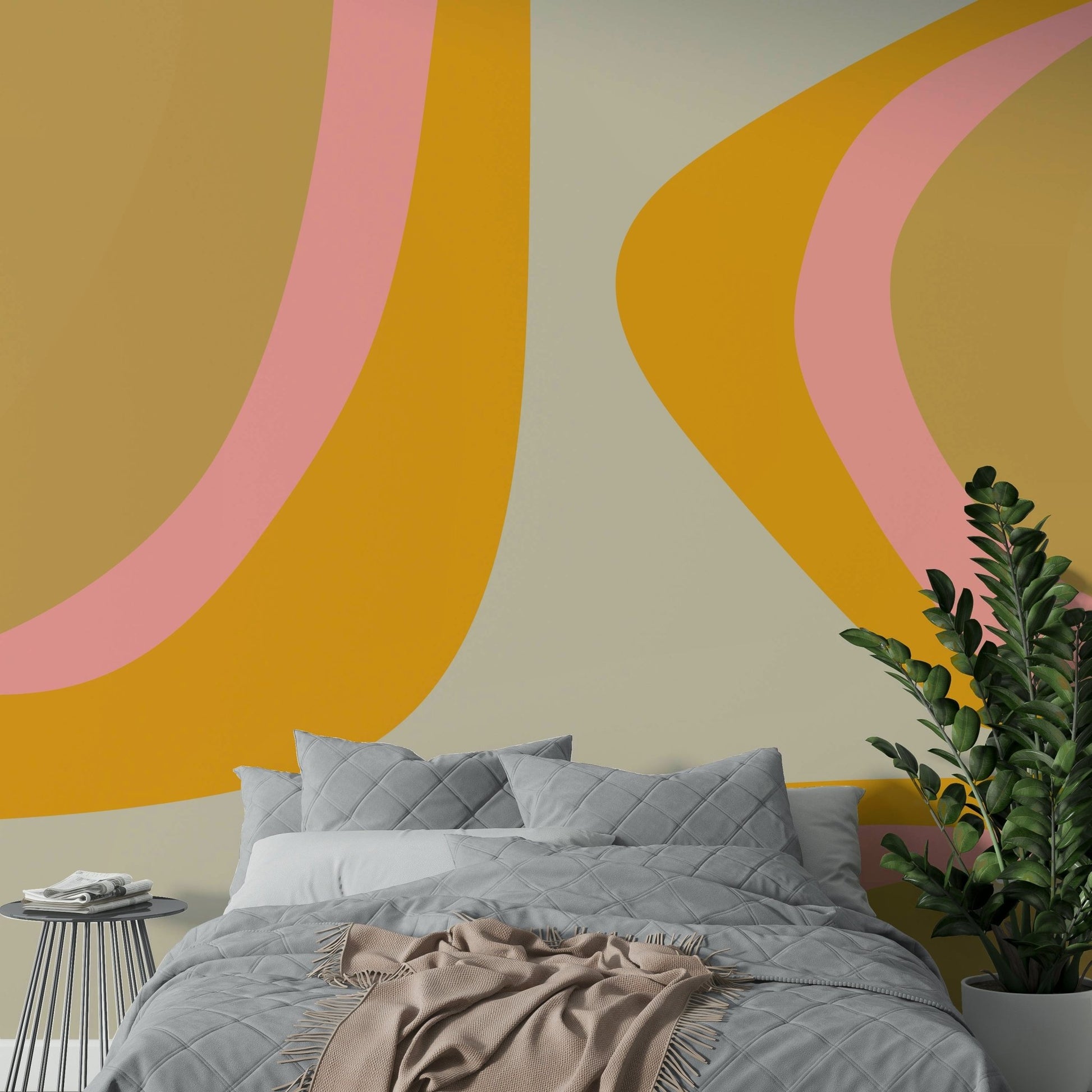 Artistic psychedelic mural with warm vintage tones

