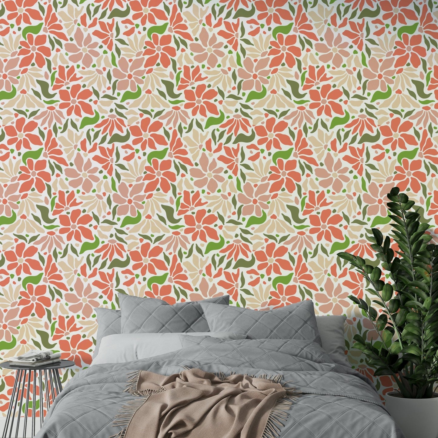 Retro floral wallpaper for walls

