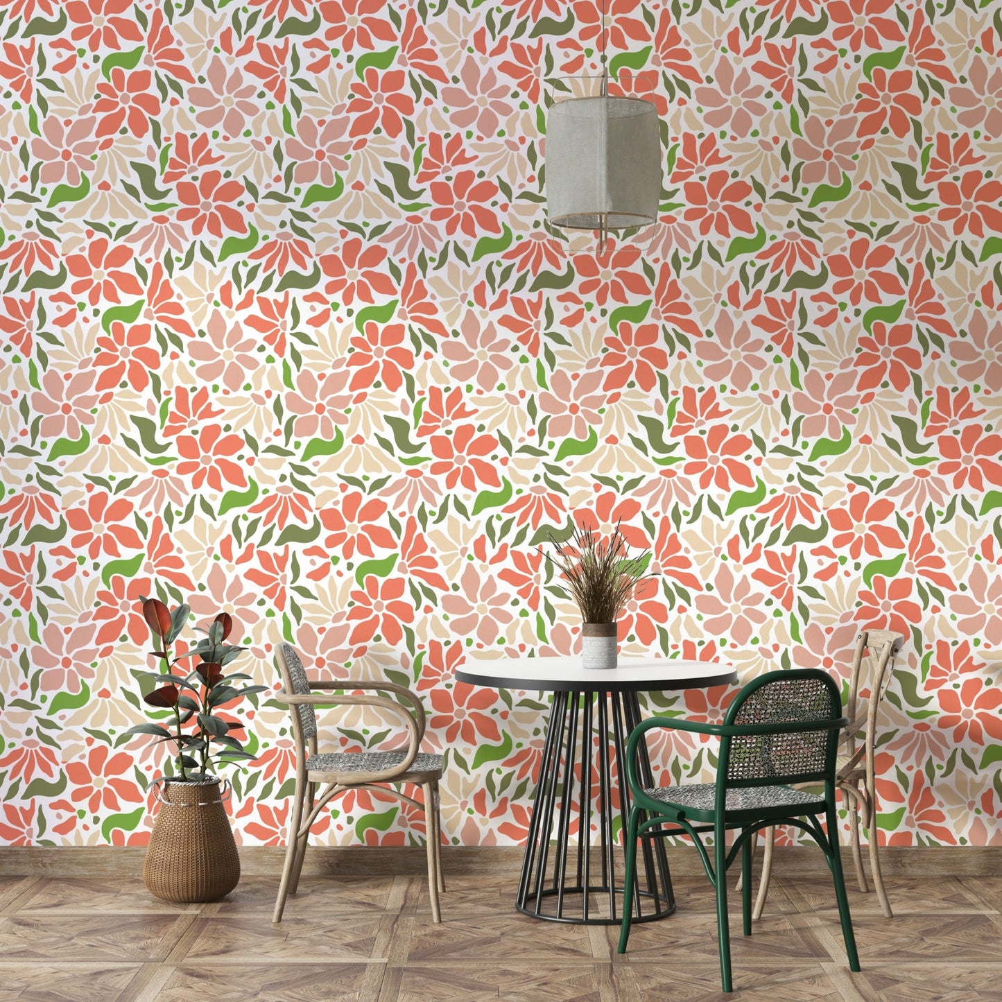Playful floral pattern wallpaper texture

