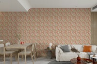 Coral pink and green wall mural

