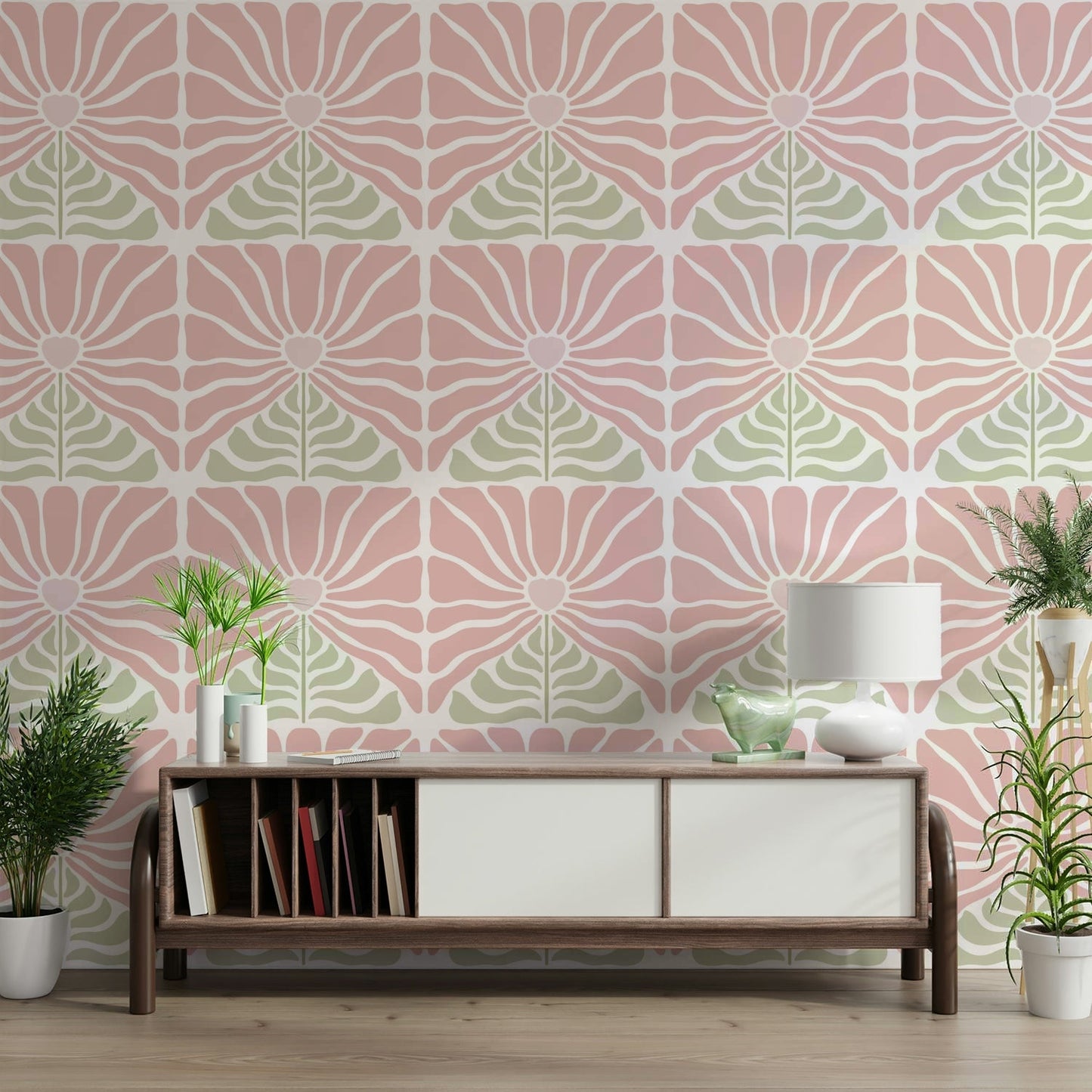 Whimsical floral wallpaper with groovy vibes

