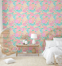 Decorative wallpaper with funky floral style

