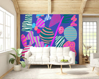 Eclectic Groovy Geometry wall decor highlighting distinct aesthetic elements in bright, vivid hues.
